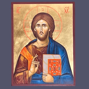 Jesus Christ Pantocrator, Byzantine Hand painted Icon, Christian Icon of Our Lord, Orthodox icon, Church icon, Orthodox gift