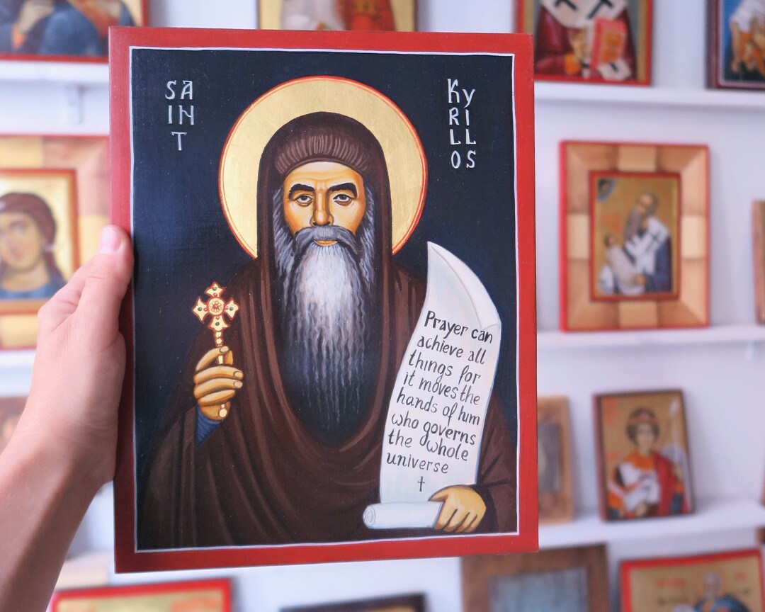 Saint Pope Kyrillos of Aleksandria Coptic Icon Handpainted Etsy