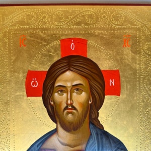 Jesus Christ Hand painted Icon, Christian Byzantine Iconography, Orthodox Art, Catholic Art