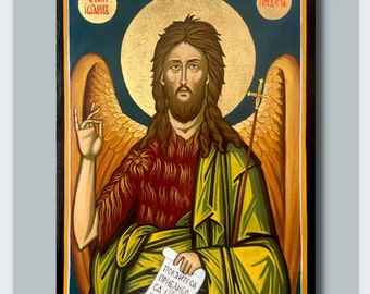 Saint John the Baptist, Handpainted Icon, Byzantine Art, St John the Forerunner, Home Iconostasis