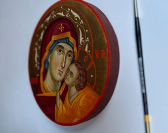 手描きの聖母マリアのイコン、聖母子像、正教会のイコン、キリスト教