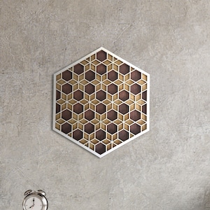 Geometric Wall Art, Wood Wall Art Hanging,Hexagon Sacred Geometry, Laser Cut Home Decor Wall art