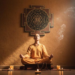 Laser Cut Sri Yantra Wall Art, Sacred Geometry, Meditation Art Brown-Black image 11