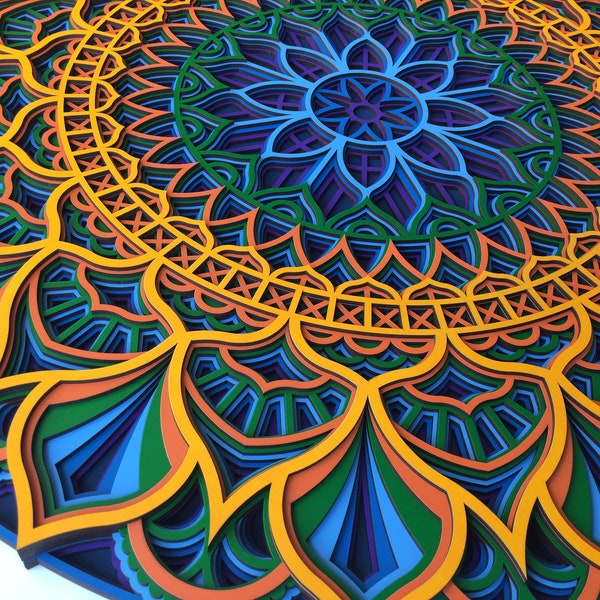 Mandala colorido multicapa - Arte de pared Mandala, arte de pared de sala de estar