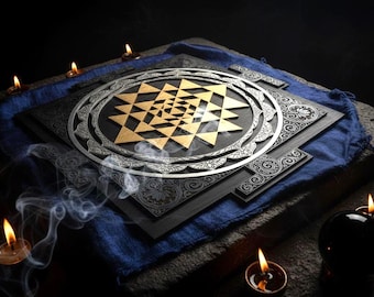 Arte mural Sri Yantra cortado con láser, símbolo de meditación de geometría sagrada