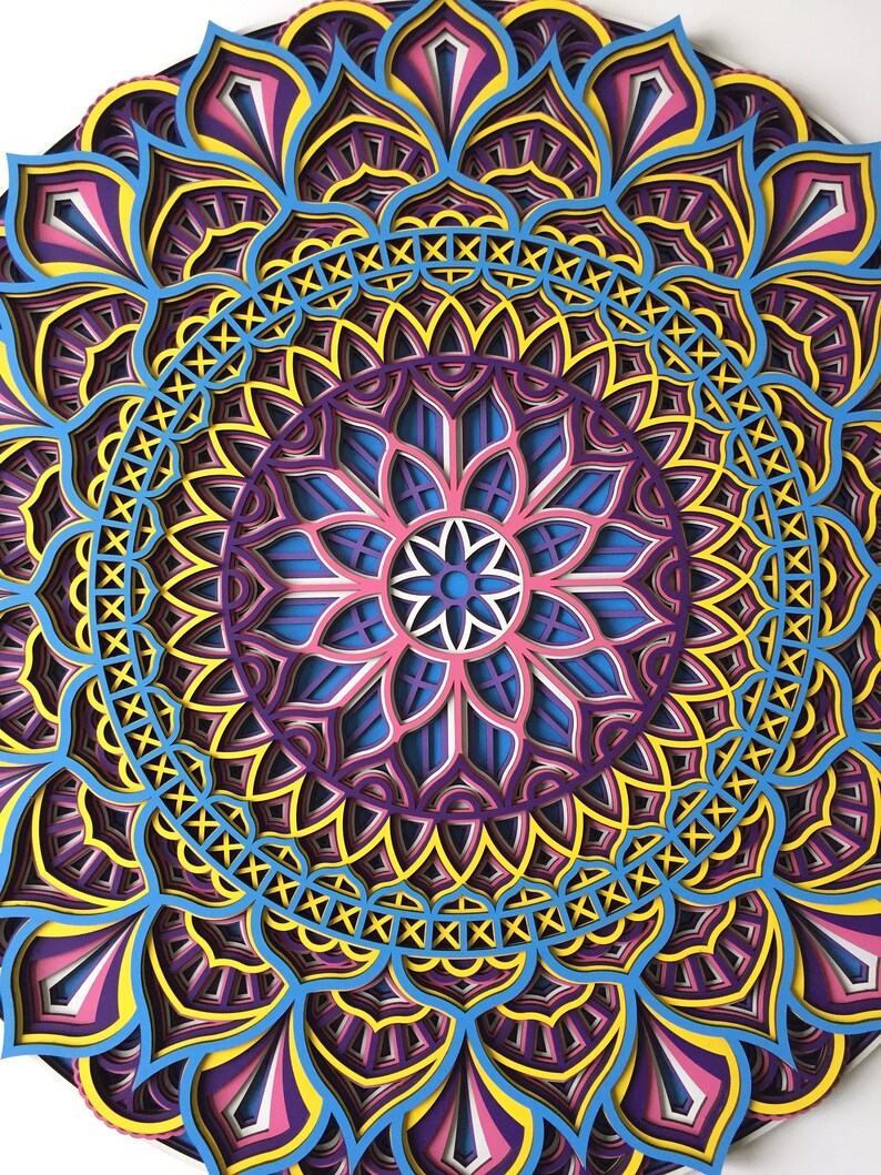 Multilayer Colorful Mandala Mandala Wall Art, Living Room Wall Art, Wood Mandala image 4