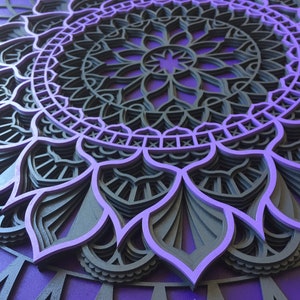Torus, Mandala, Multilayer wood torus mandala, Geometric Wood Wall Art, Purple wall art