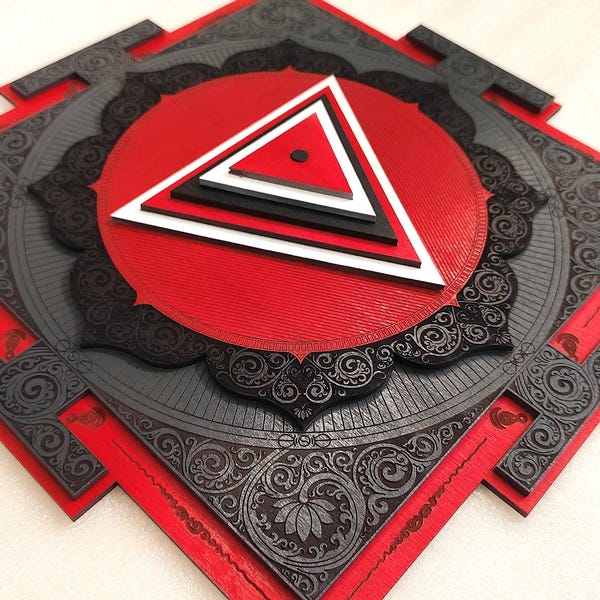 Kali Yantra, Yantra 3D, Fuerza-coraje-despertar espiritual, Arte mural, Geometría sagrada, Altar de meditación, Decoraciones espirituales