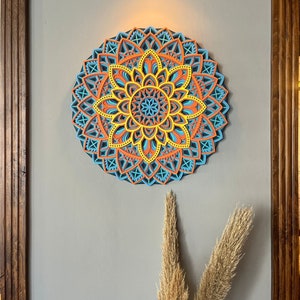Multilayer Colorful Mandala Flower Mandala - Mandala Wall Art, Living Room Wall Art, Spirutial Wall Decor, Boho Housegift, Housewarming Gift