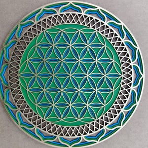 Flower of life wood wall decor, Flower of life wall hanging, Sacred Geometry Wall Art, Yoga studio decor, mutilayer flower of life