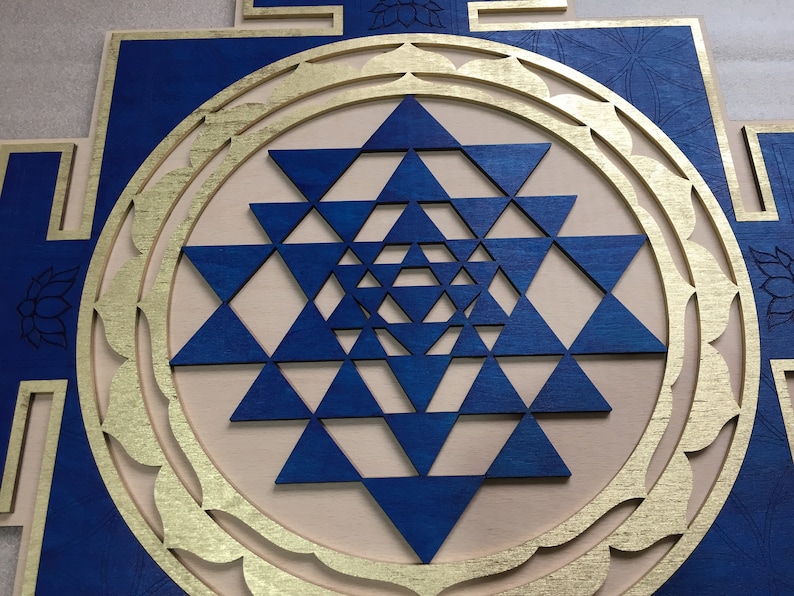 Brown Sri Yantra Wall Art , Laser Cut, Sacred Geometry, Sri Chakra, Shree Yantra, Shri Yantra, Sri Chakra Wall Hanging - UK