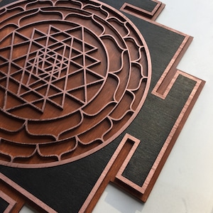 Brown Sri Yantra Wall Art , Laser Cut, Sacred Geometry, Sri Chakra, Shree Yantra, Shri Yantra,  Sri Chakra Wall Hanging