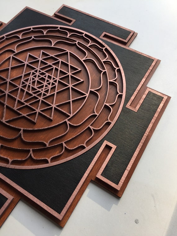 With Motif Sri Yantra Wall Art Laser Cut Sacred Geometry Meditation