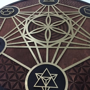 Metatron's Cube, Wooden Wall Art Hanging, Home Decor, Sacred Geometry Laser Cut