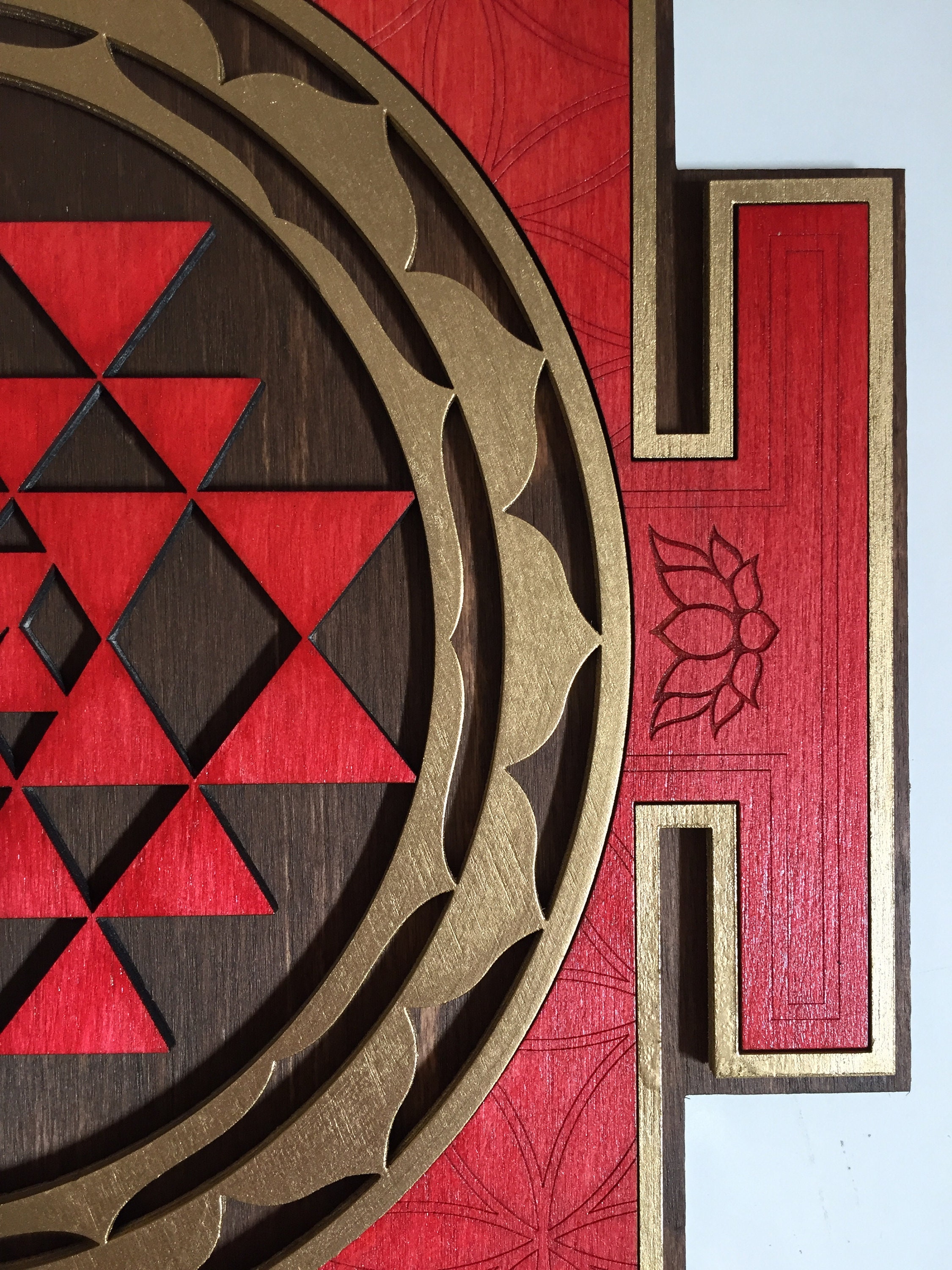 Brown Sri Yantra Wall Art , Laser Cut, Sacred Geometry, Sri Chakra, Shree Yantra, Shri Yantra, Sri Chakra Wall Hanging - UK