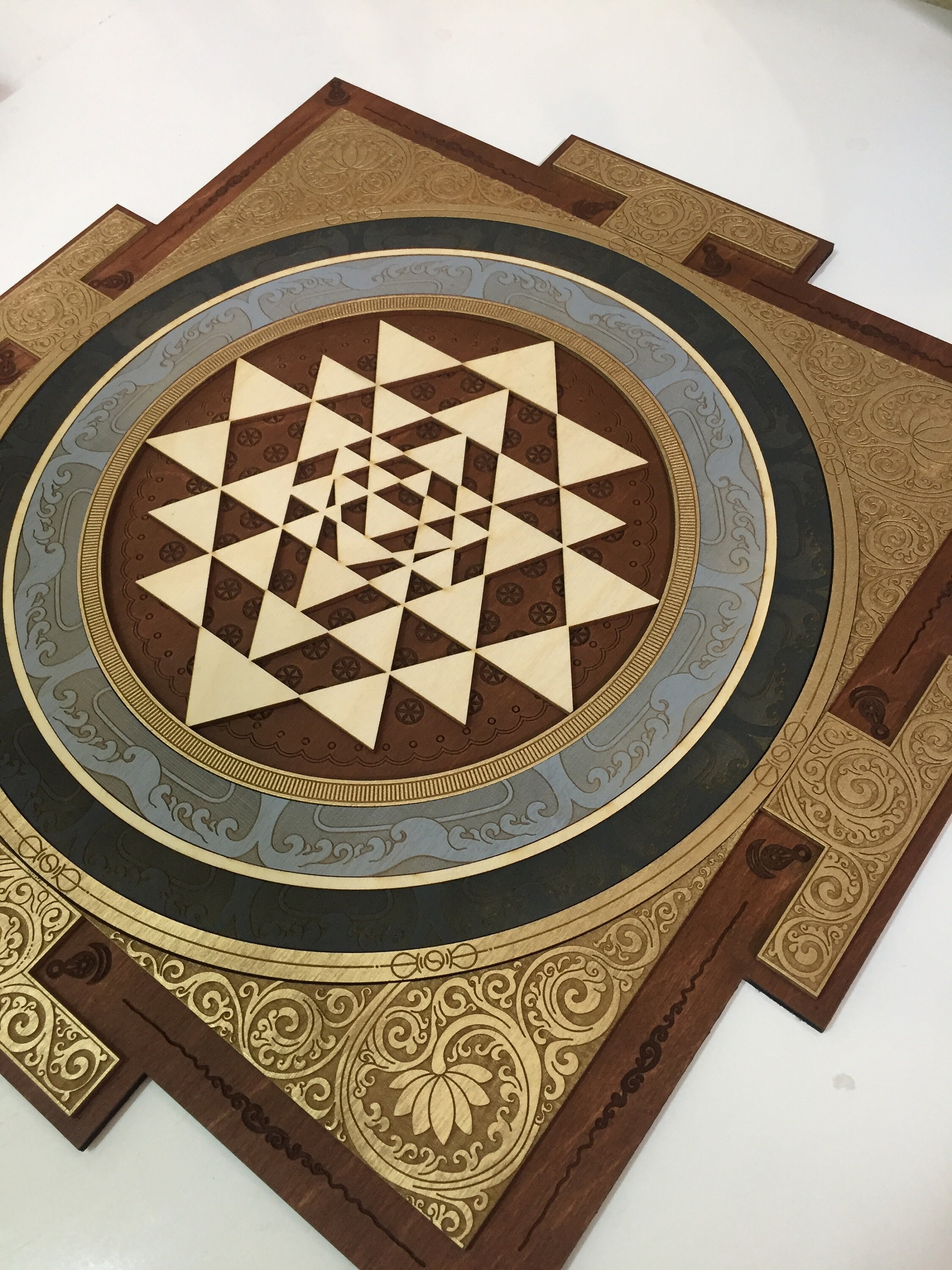 With Motif Sri Yantra Wall Art Laser Cut Sacred Geometry Meditation