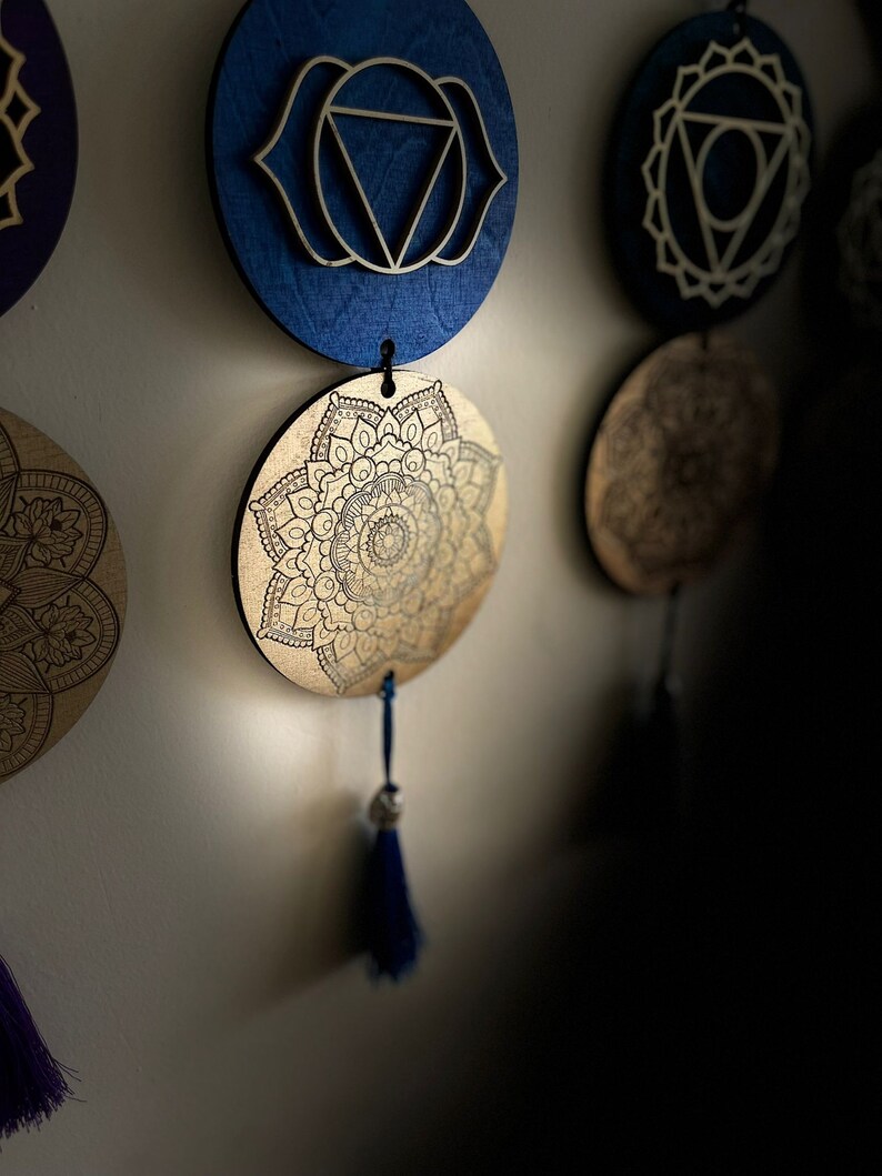 Third Eye Chakra Wood Sign, Spiritual Wall Art image 11