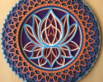 Muurkunst lotusbloem mandala, mandala gelaagd multiplex