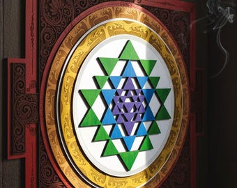 3D Sri Yantra Kunst, Heilige Geometrie, Yoga Decor