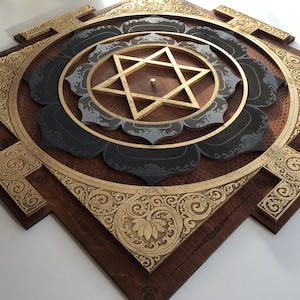 Bhuvaneshwari Yantra, Fülle-Wohlstand-Weisheit, Wand Kunst Laser Cut, Heilige Geometrie, Wandbehang Meditation Symbol, Yoga Studio Dekor