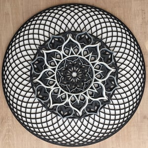 Multilayer wood torus mandala,Wall art Geometric Wood Wall Art, white black decor, Wall art
