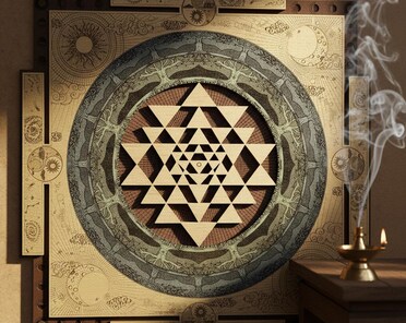 Sri Yantra Sacred Geometry Wall Art – Multilayer Wooden Mandala