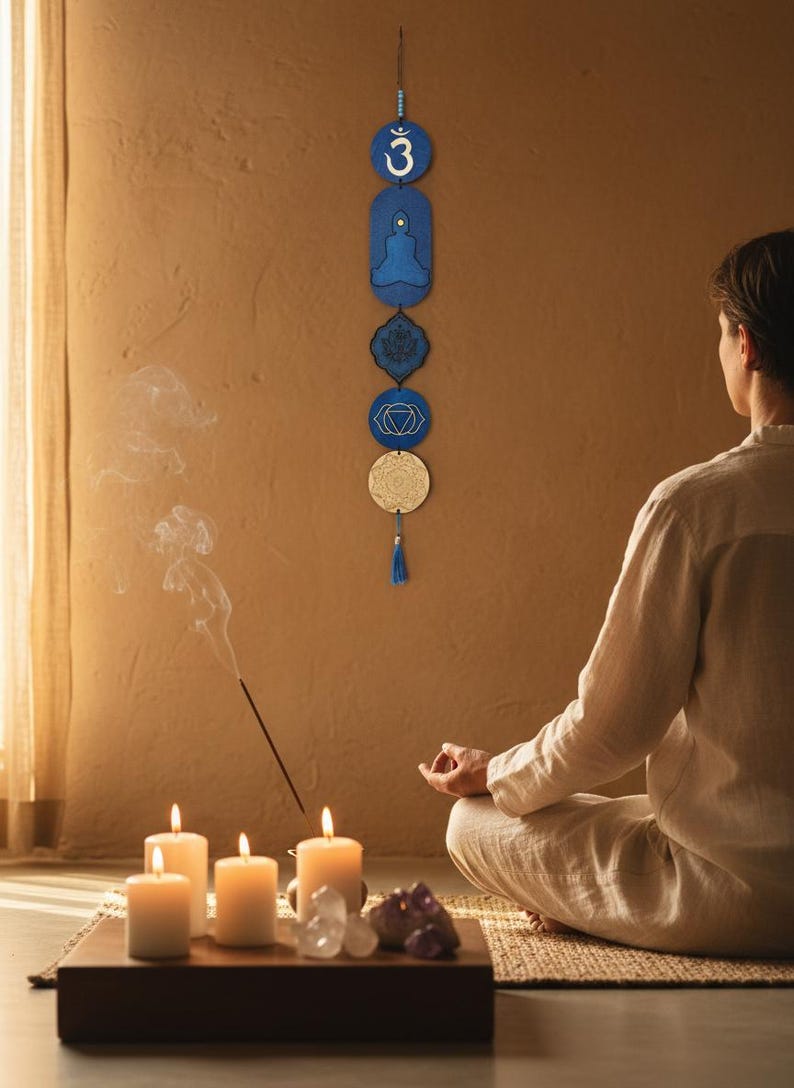 Third Eye Chakra Wood Sign, Spiritual Wall Art image 8