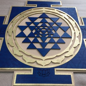 Blue Sri Yantra Wall Art , Laser Cut, Sacred Geometry, Sri Chakra, Shree Yantra, Shri Yantra, Sri Chakra Wall Hanging, Yoga Studio Decor