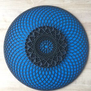 Multilayer wood torus mandala, Wall art, Geometric Wood Wall Art, Primary colors Beige - Blue - Red