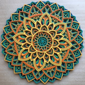 Multilayer Colorful Mandala - Flower Mandala - Mandala Wall Art, Living Room Wall Art, Spirutial Wall Decor, Boho Housegift