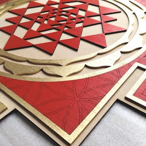 Red Sri Yantra Wall Art , Laser Cut, Sacred Geometry, Sri Chakra, Shree Yantra, Shri Yantra, Sri Chakra Wall Hanging