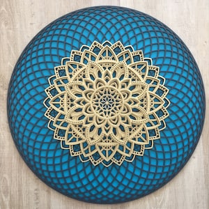 Home Decor, Multilayer wood torus mandala, Geometric Wood Wall Art, Sacred Geometry, Turquoise Wall Art, Wood Mandala, Yoga Studio Decor
