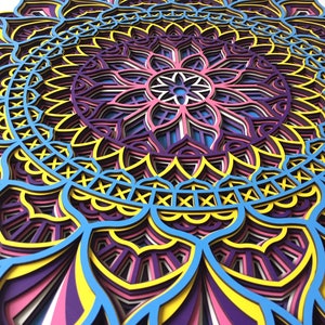 Multilayer Colorful Mandala Mandala Wall Art, Living Room Wall Art, Wood Mandala image 3