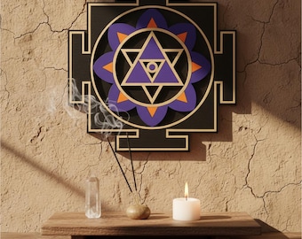 Shiva Yantra-muurkunst – lasergesneden houten heilige geometrie – Mahadeva-hindoedecor – spirituele muurdecoratie – spiritueel decor Indiaas