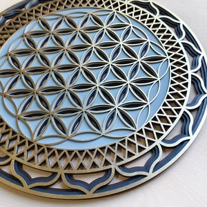 Flower of life wood wall decor, Flower of life wall hanging, Sacred Geometry Wall Art, Yoga studio decor, mutilayer flower of life
