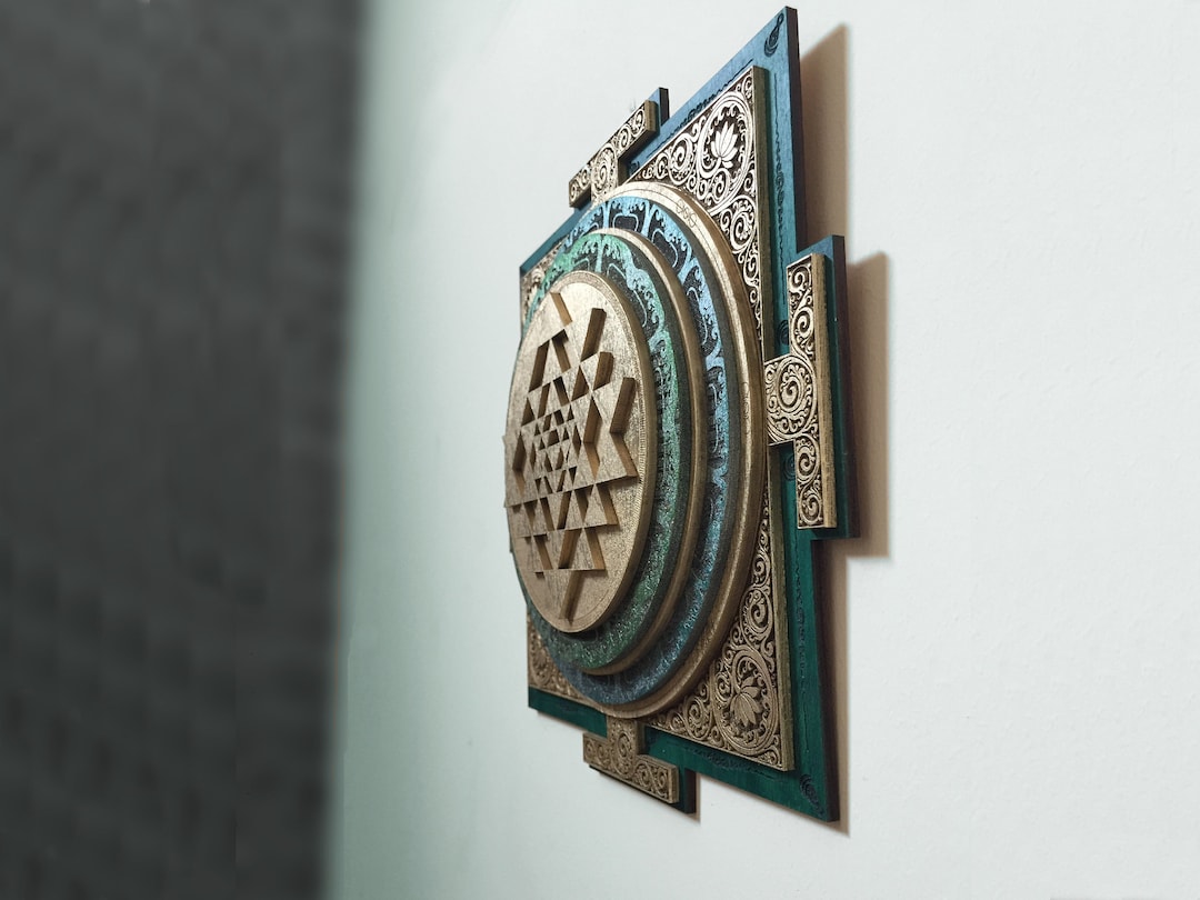 With Motif Sri Yantra Wall Art Laser Cut Sacred Geometry Meditation
