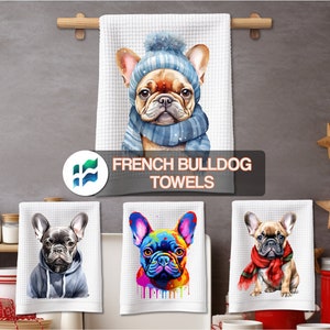 Französische Bulldogge Geschirrtücher PNG - Süße Hunde Geschirrtücher - Geschenke für Hunde Mama, Papa, Lehrer, Mitarbeiter - Sofortiger digitaler Download