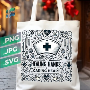 Sac fourre-tout infirmière PNG Design en sublimation - sac fourre-tout infirmière PNG Transparent autocollant - carte postale en téléchargement numérique - sac à provisions Design téléchargement