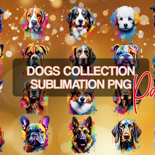 Dogs Breeds PNG Bundles for Sublimation. Instant Download Digital Postcards. Clip Art Invitation Elements. Poster Greeting Card