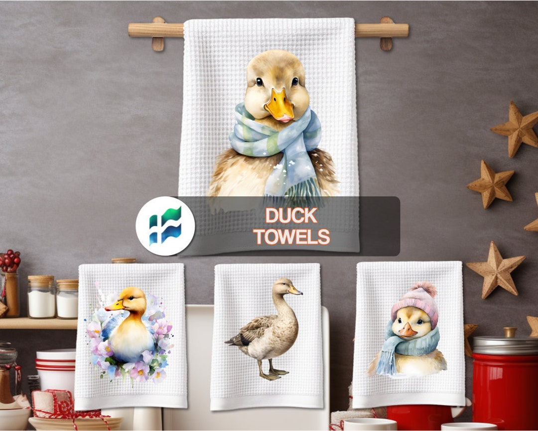 Duck Kitchen Towels PNG Cute Farm Ducks Kitchen Tea Hand Towels