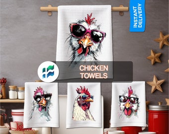 Funny Chicken Kitchen Towels: Farmhouse Tea Towel (Digital Download)