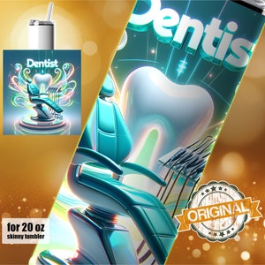 Dentista Tumbler Wrap PNG para sublimação - Cartão postal do dentista, Cartão comemorativo - Presente para ela ou ele - Download digital instantâneo
