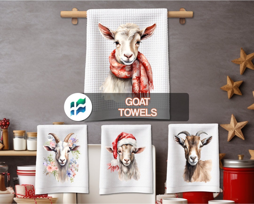 Goat Kitchen Towels PNG Cute Farm Goats Kitchen Tea Hand Etsy UK