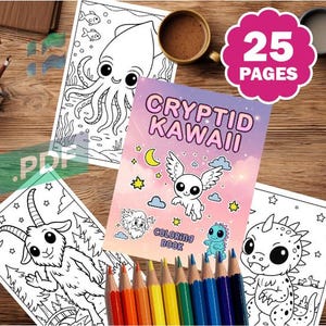 Cryptid Coloring Book Cryptid Kawaii PDF. Cryptid Hunters Gifts for Kids, Teens, Adults. Cryptozoology Gift for Her or Him - Digital Print