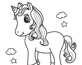 Printable Unicorn Coloring Book| 10 Pages