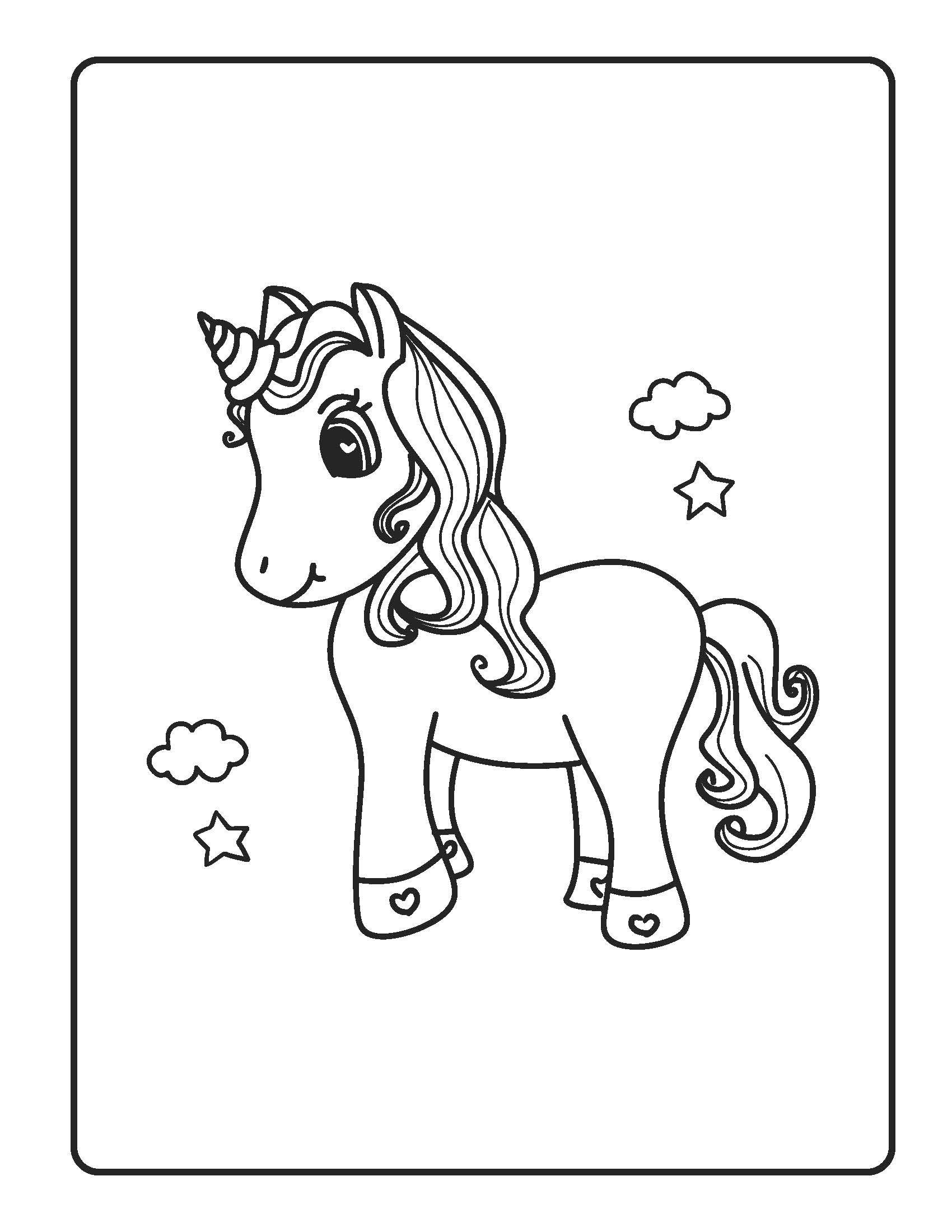 Cute Unicorns Easy Colouring Book for Kids - Captain Colouring Book