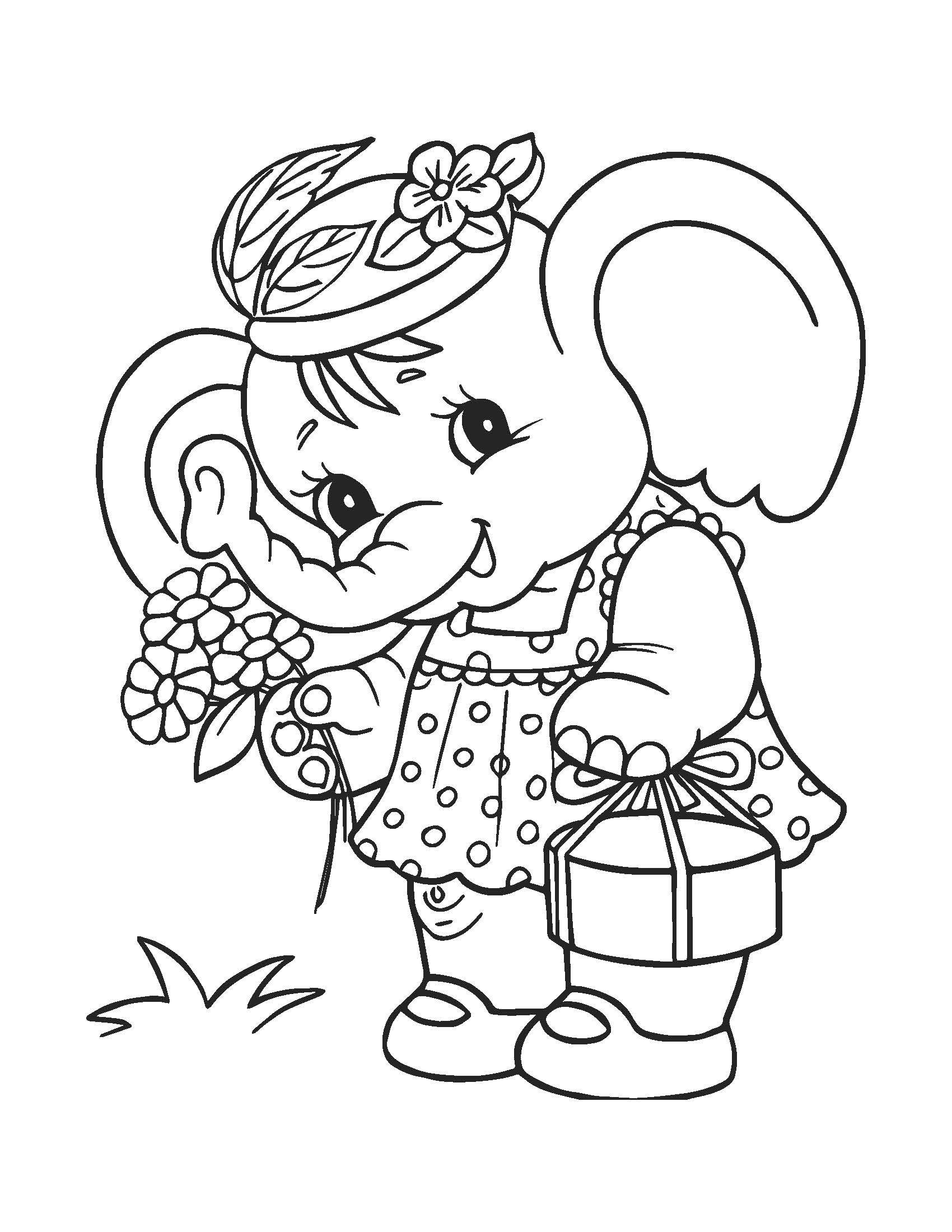 Cute Elephant Coloring Pages - Printable Free and Easy for Kids