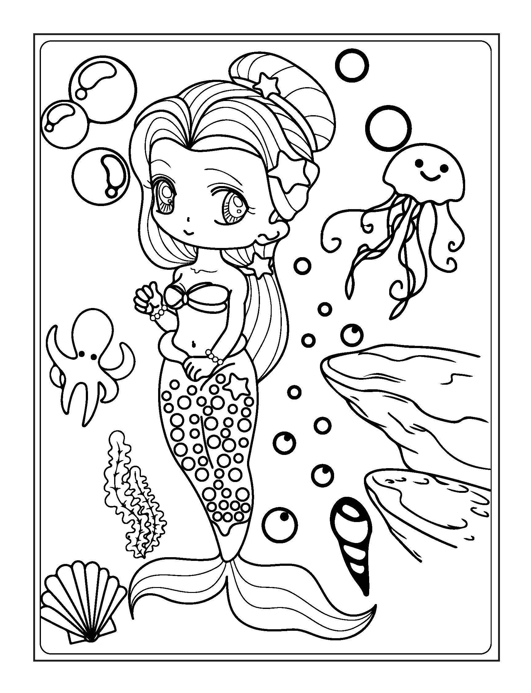 Printable Mermaid Coloring Book 100 Pages Etsy Printable Mermaid Coloring Book 100 Pages Etsy