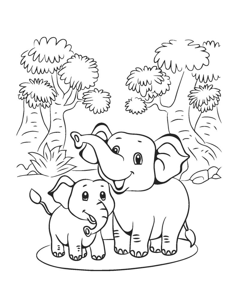 Printable Elephant Coloring Book 20 Pages image 2