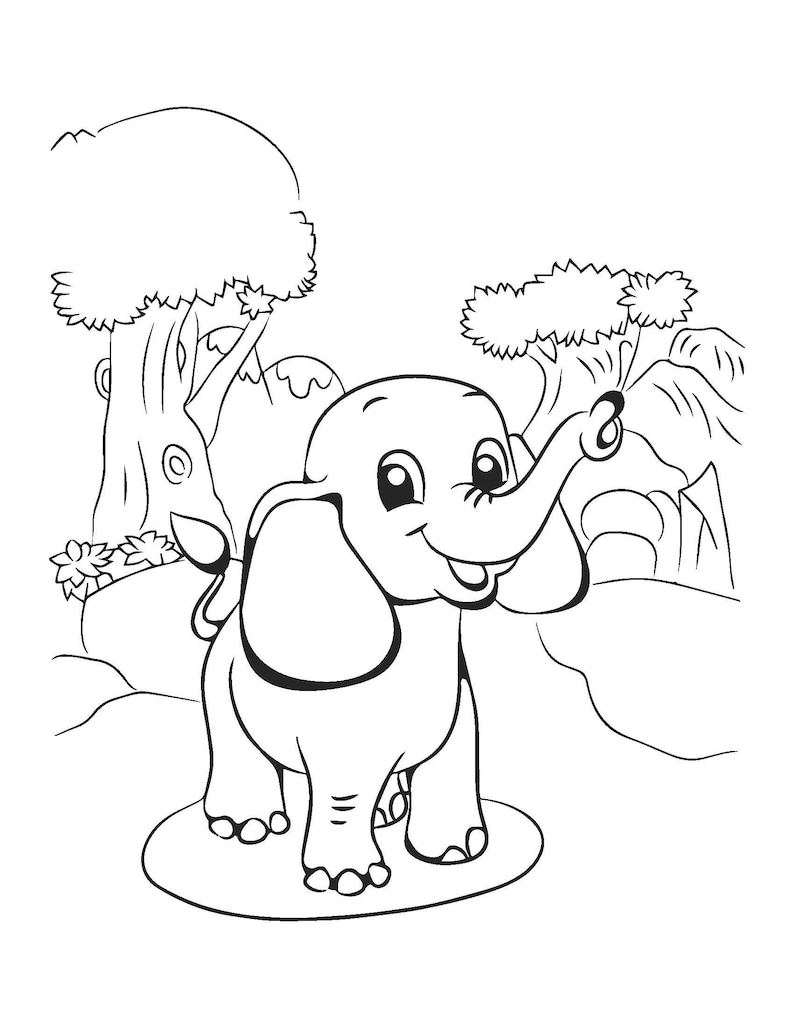 Printable Elephant Coloring Book 20 Pages image 4